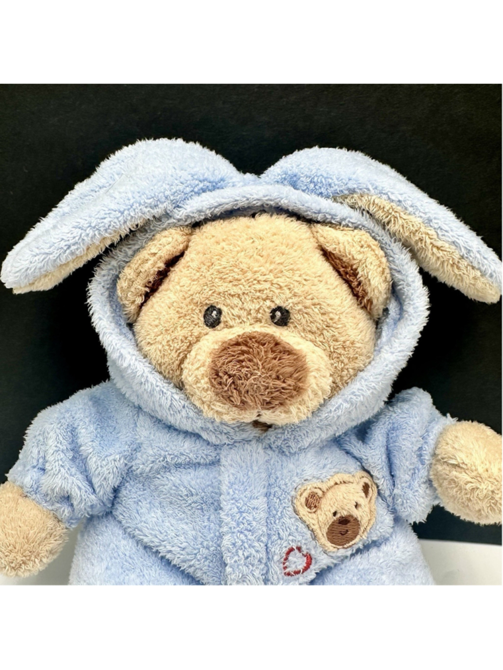 Ty Pluffies Baby PJ Bear Blue Bunny Non-Removable Pajamas Plush 2005 Lovey 8” - Picture 2 of 9